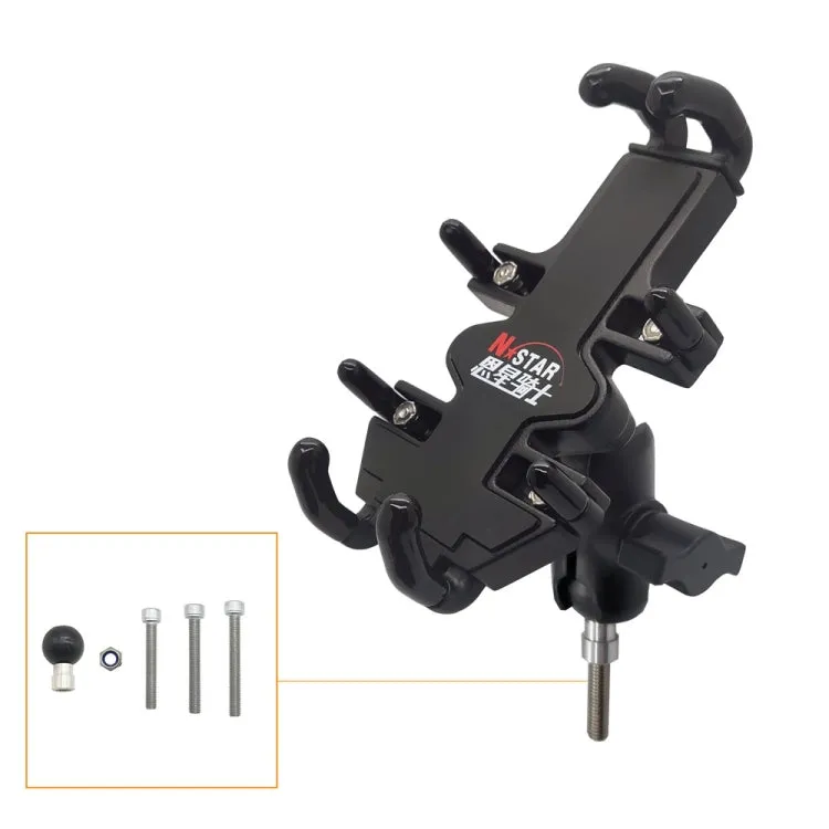 N-STAR NJN001 Motorcycle Bicycle Compatible Mobile Phone Bracket Aluminum Accessories Riding Equipment(With Hollow M8 Ball)