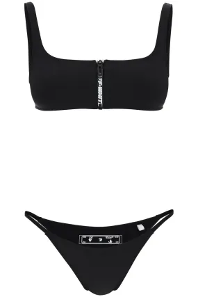 Off-white bikini set with zip and logo