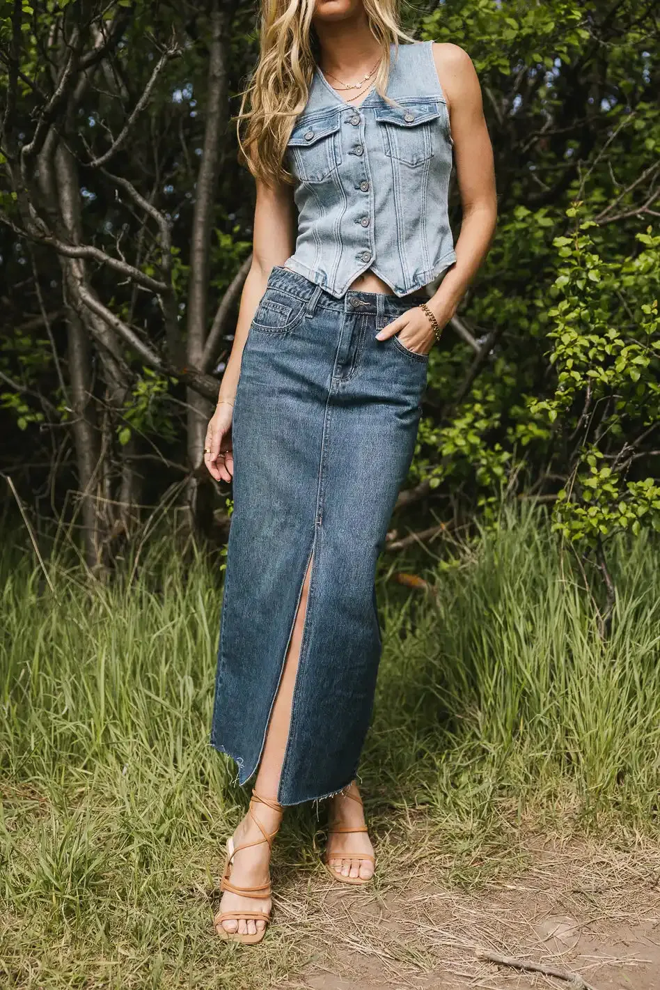 Paydrie Denim Maxi Skirt