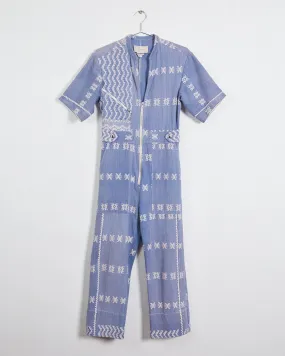 Pippa Holt 'no.51' jumpsuit, blue & white, 6-8