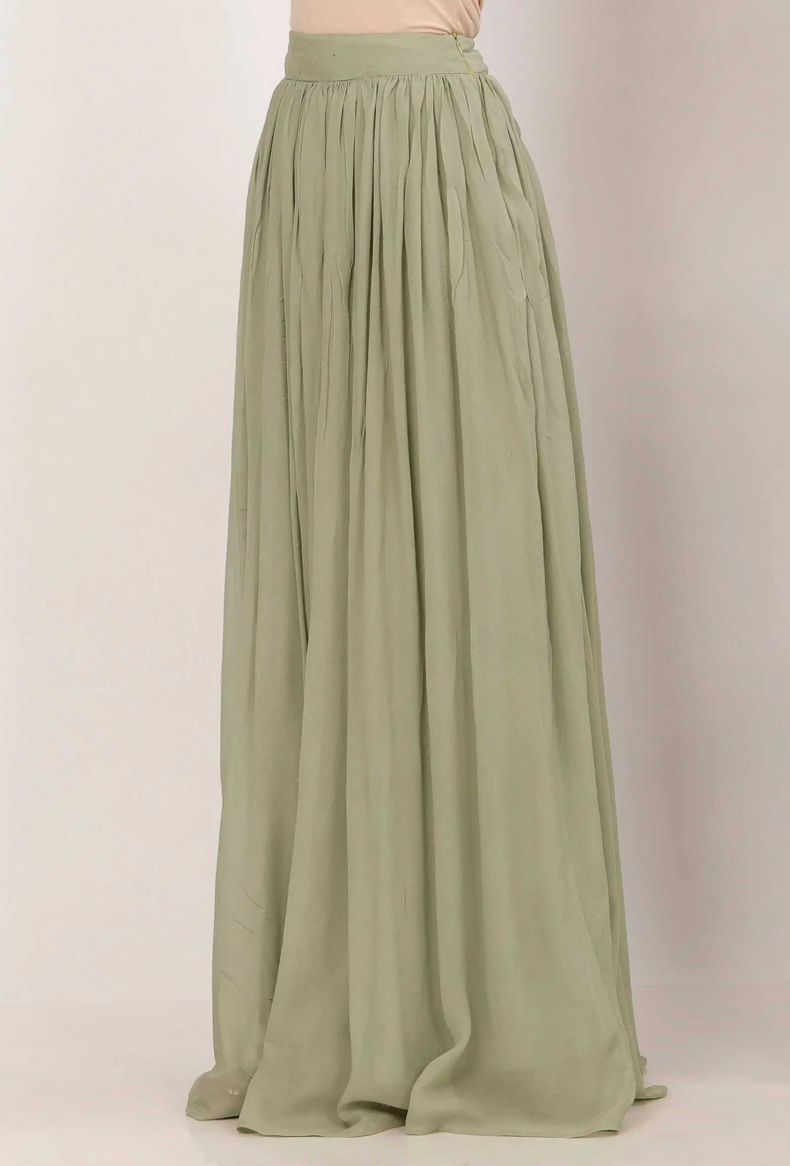 Pista Green Georgette Long Skirt