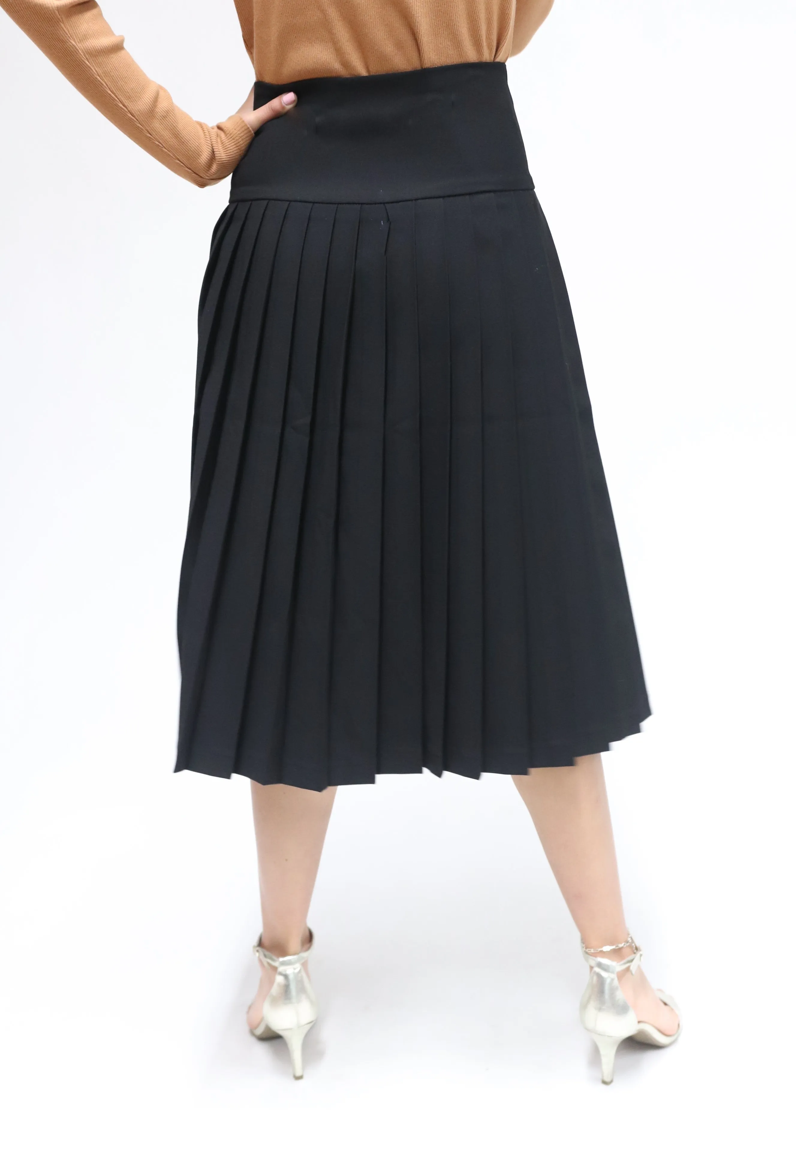 Pleated High Waist Button Front Skirt By Wear & Flair