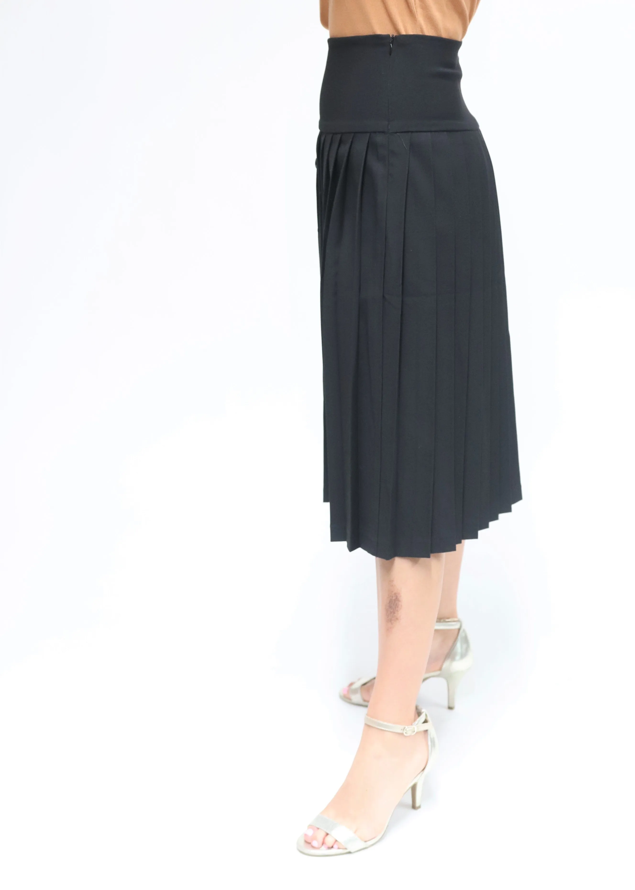 Pleated High Waist Button Front Skirt By Wear & Flair