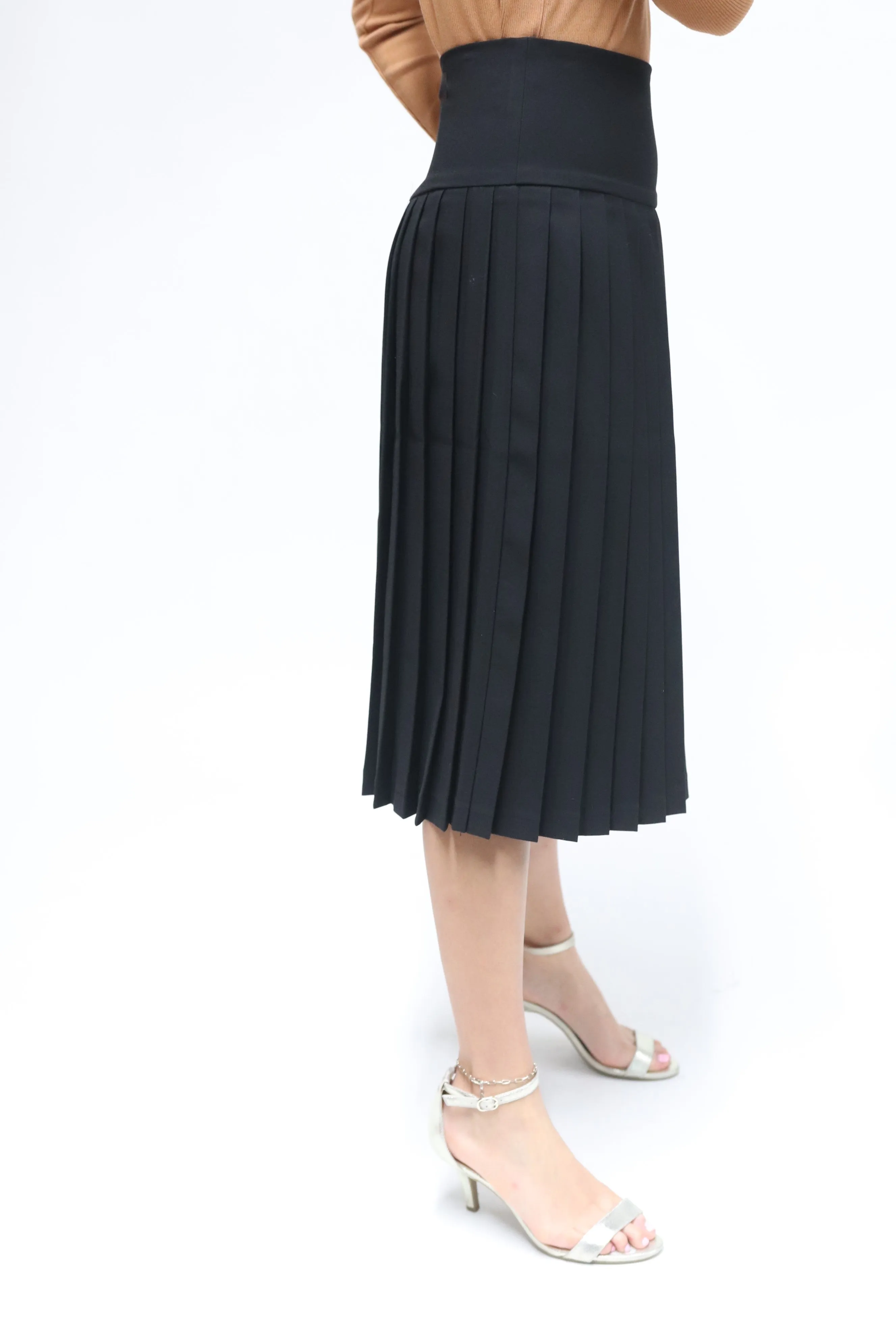 Pleated High Waist Button Front Skirt By Wear & Flair