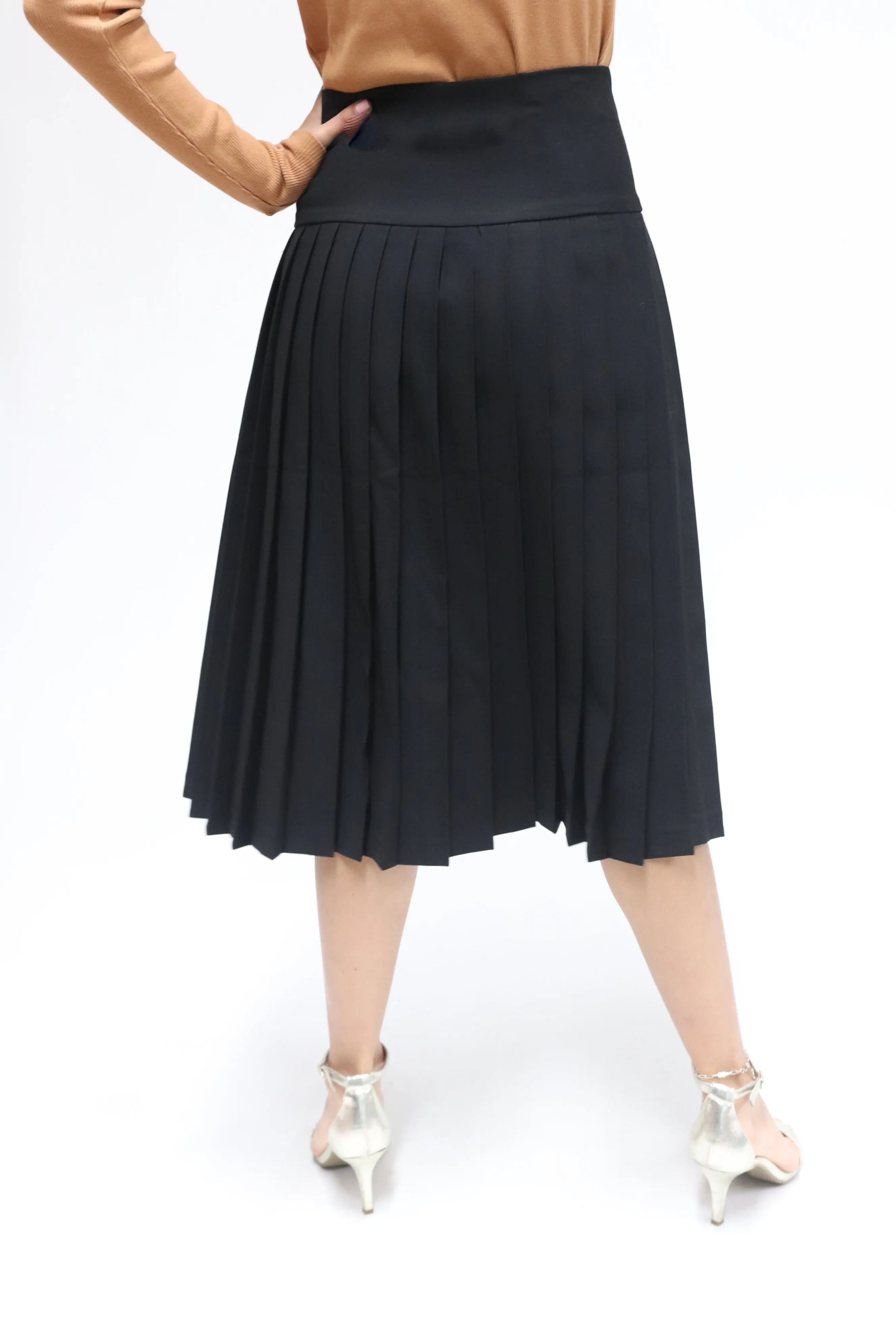 Pleated High Waist Button Front Skirt By Wear & Flair