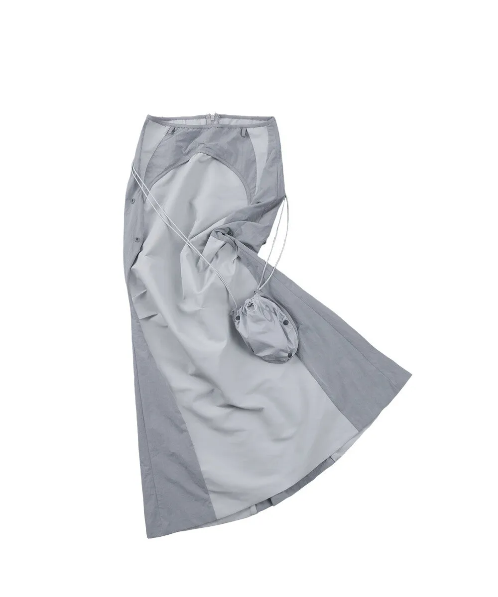 Pocket bag long skirt grey