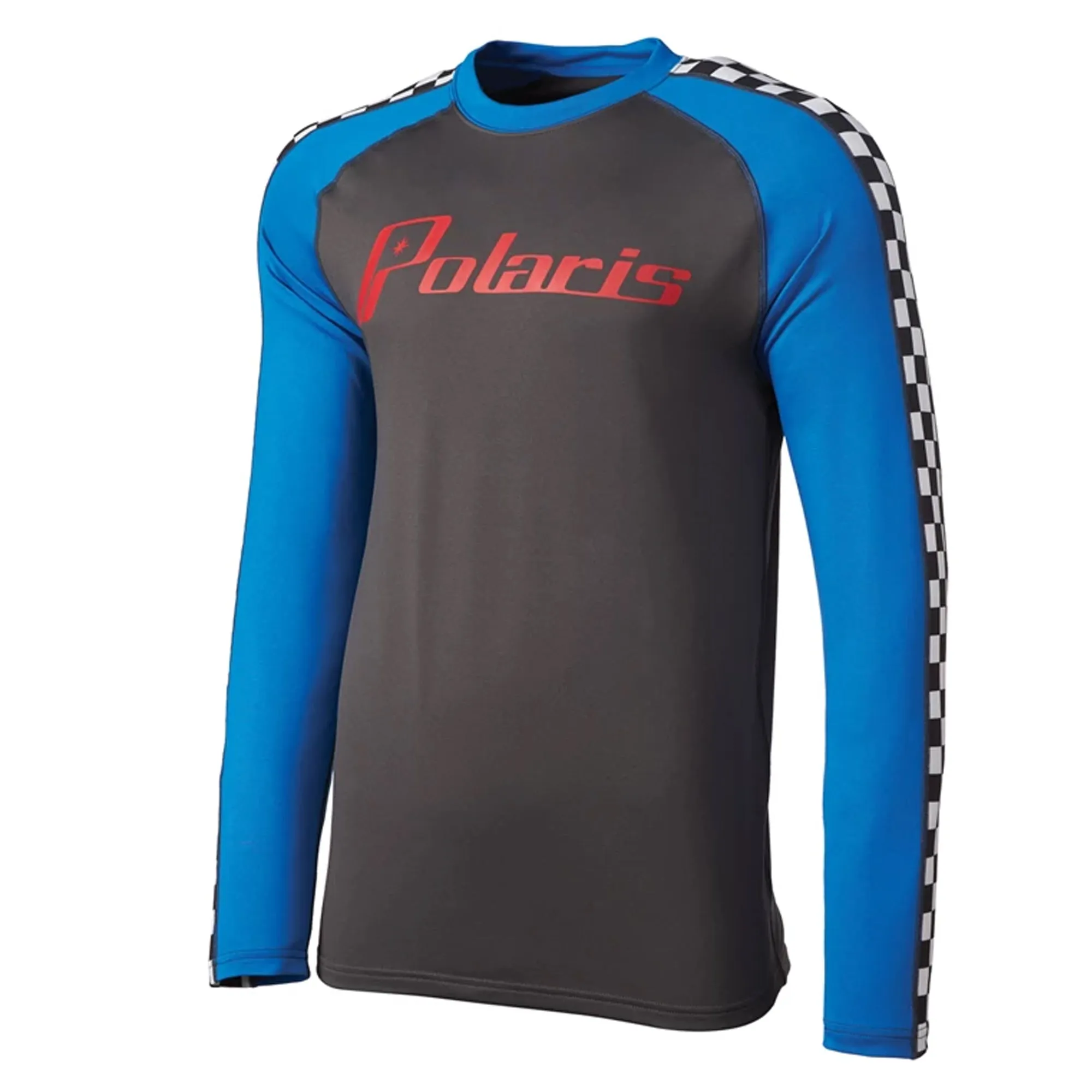 Polaris  Gray Blue Midweight Base Layer Top Long Sleeve Spandex Poly Stretch