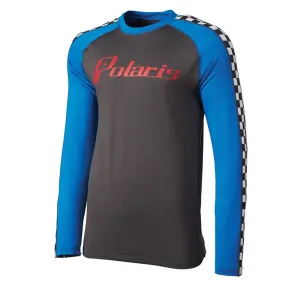 Polaris  Gray Blue Midweight Base Layer Top Long Sleeve Spandex Poly Stretch