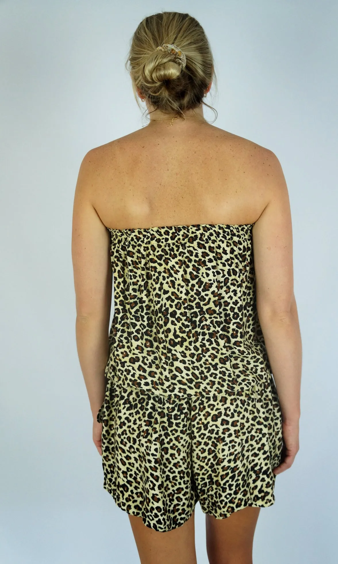 Rayon Bandeau Jumpsuit Baby Cheetah, More Colours