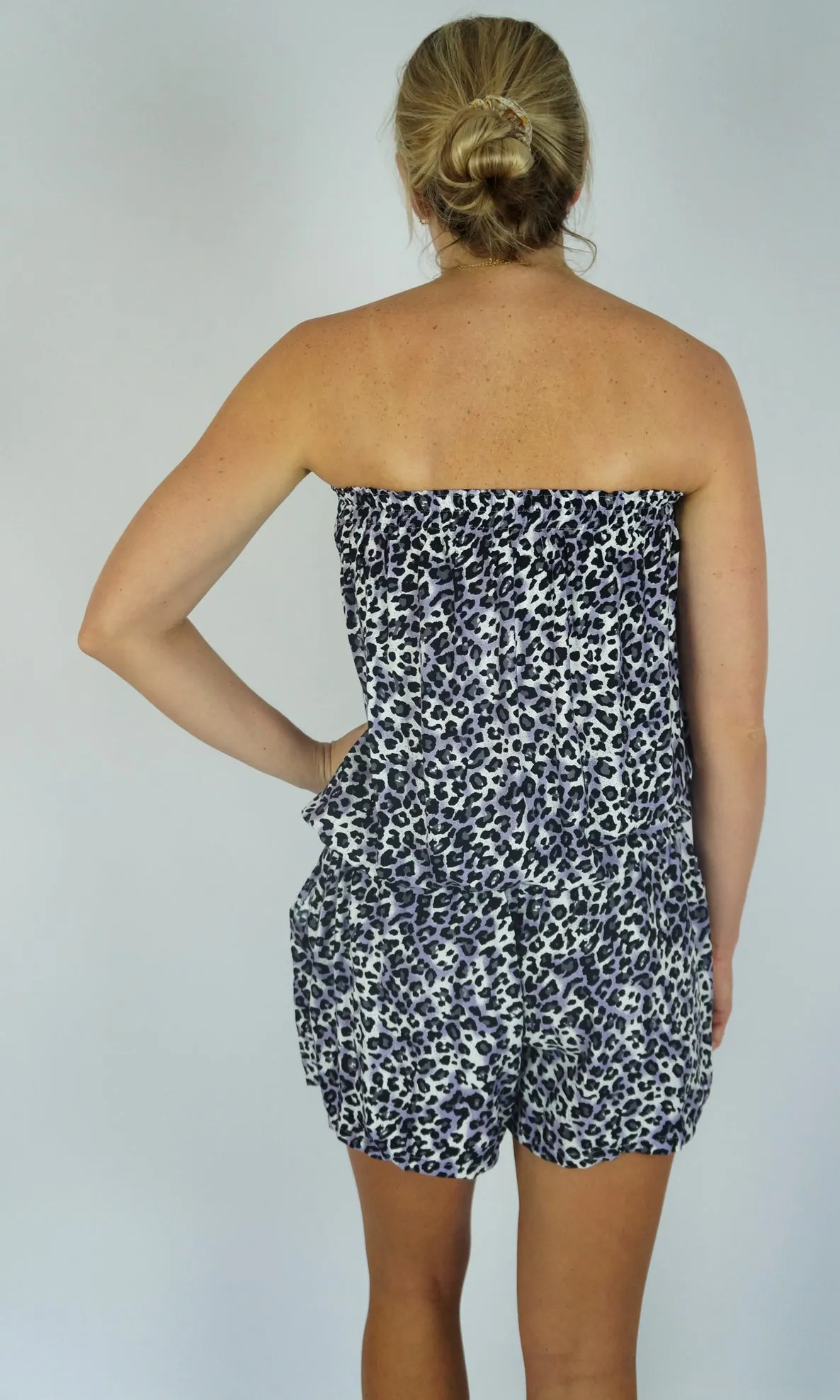 Rayon Bandeau Jumpsuit Baby Cheetah, More Colours