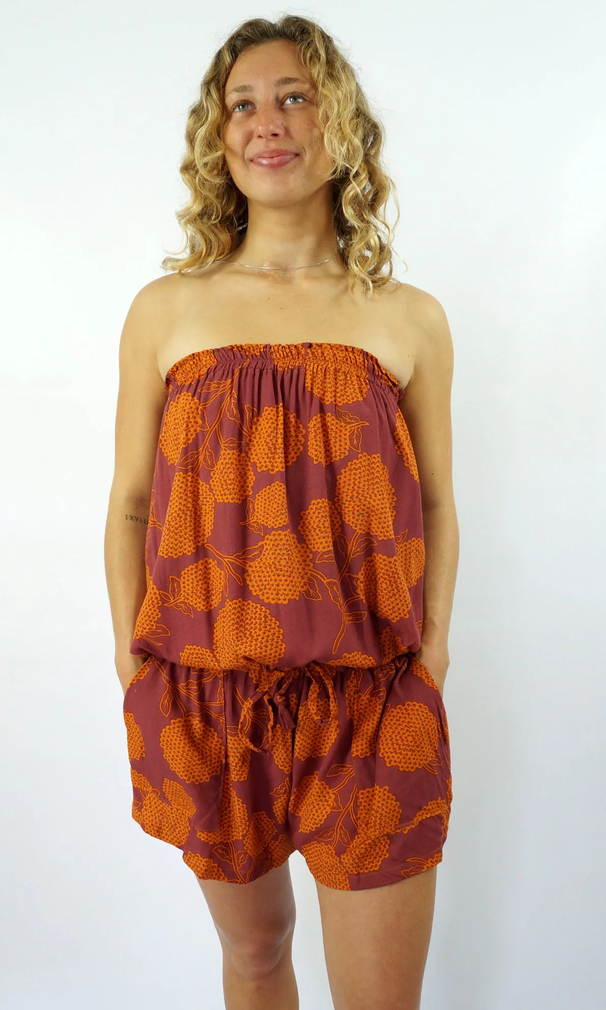 Rayon Bandeau Jumpsuit Marigold, More Colours