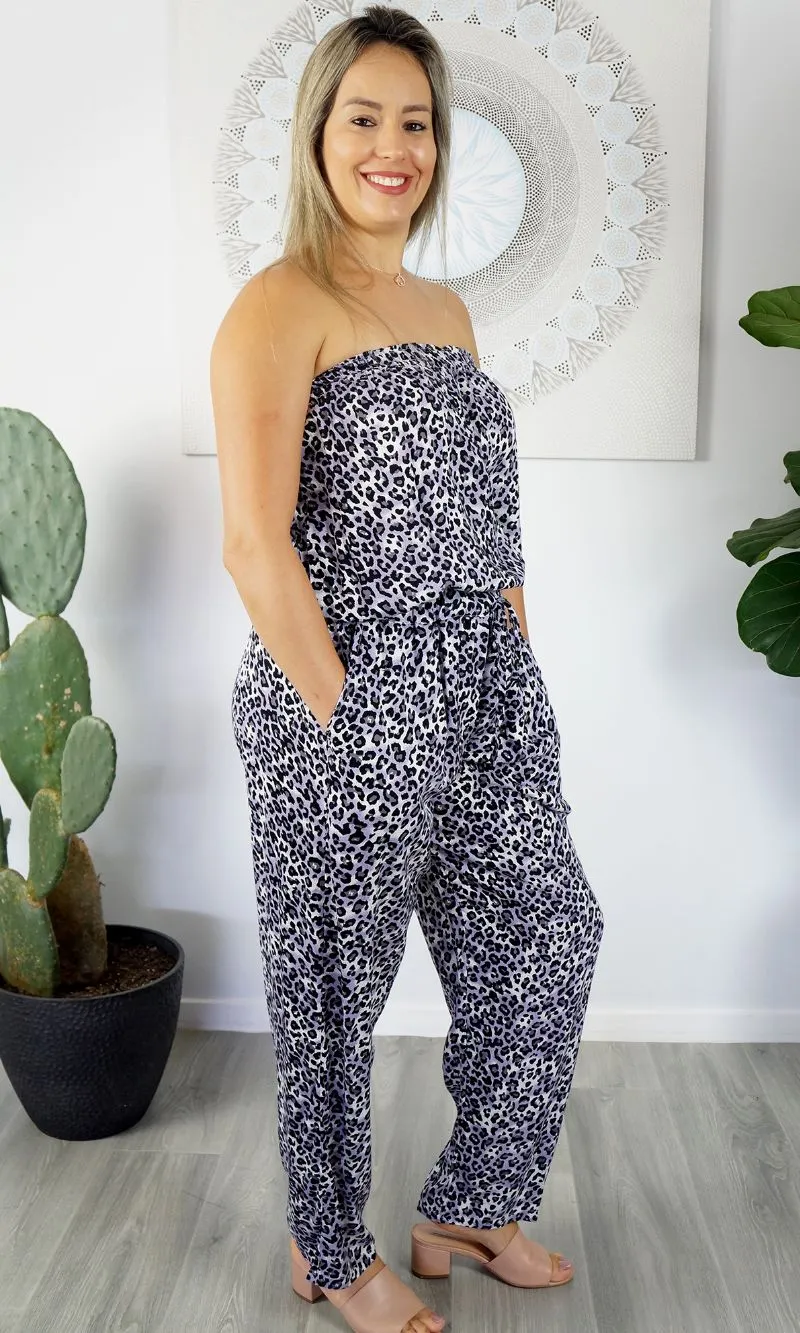 Rayon Jumpsuit Long Bandeau Baby Cheetah, More Colours