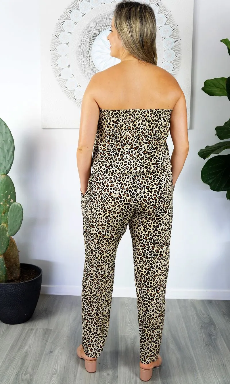 Rayon Jumpsuit Long Bandeau Baby Cheetah, More Colours