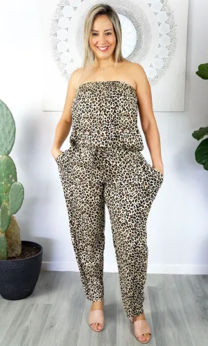 Rayon Jumpsuit Long Bandeau Baby Cheetah, More Colours