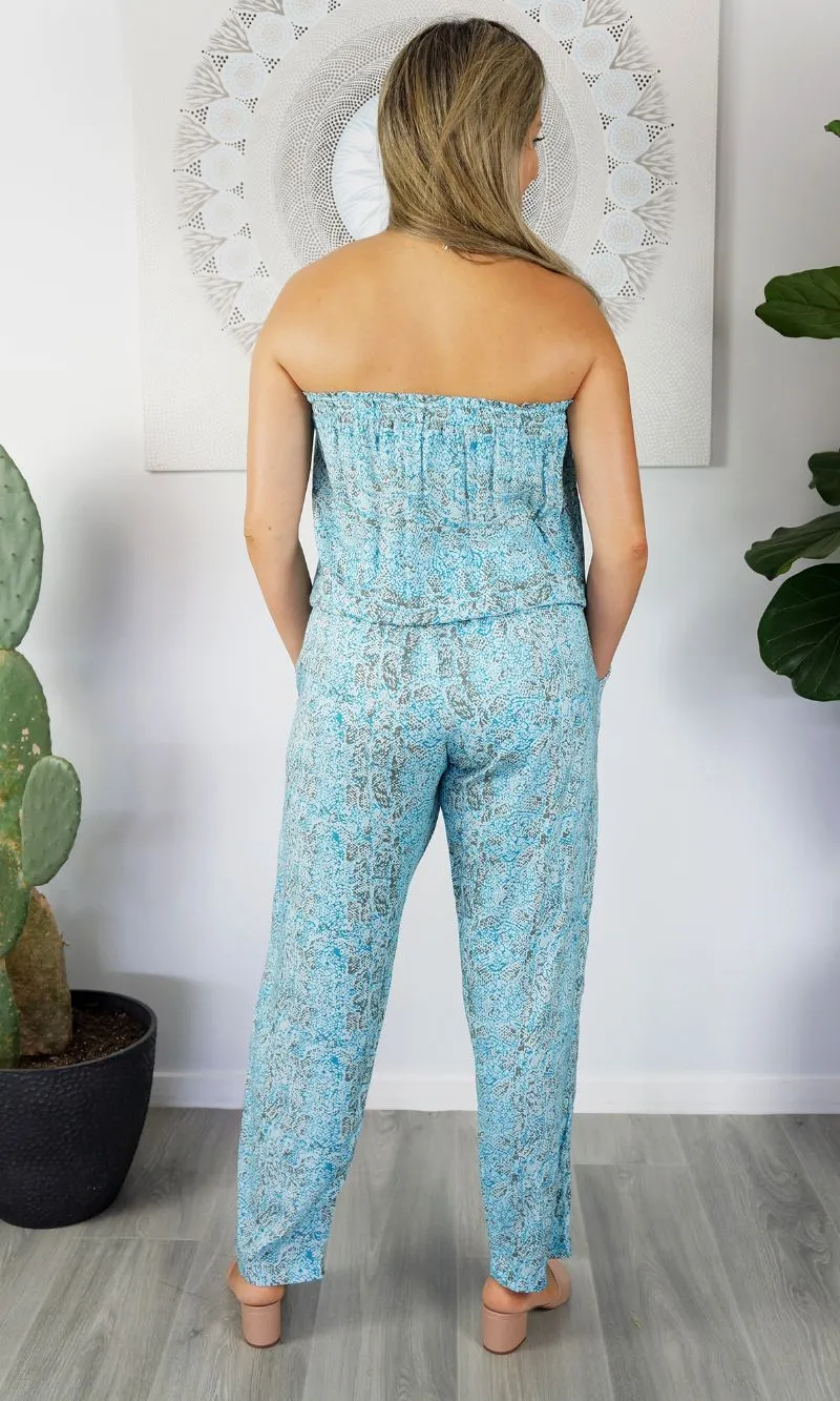 Rayon Jumpsuit Long Bandeau Cobra, More Colours