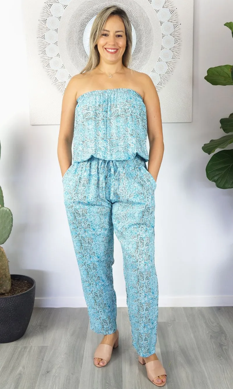 Rayon Jumpsuit Long Bandeau Cobra, More Colours