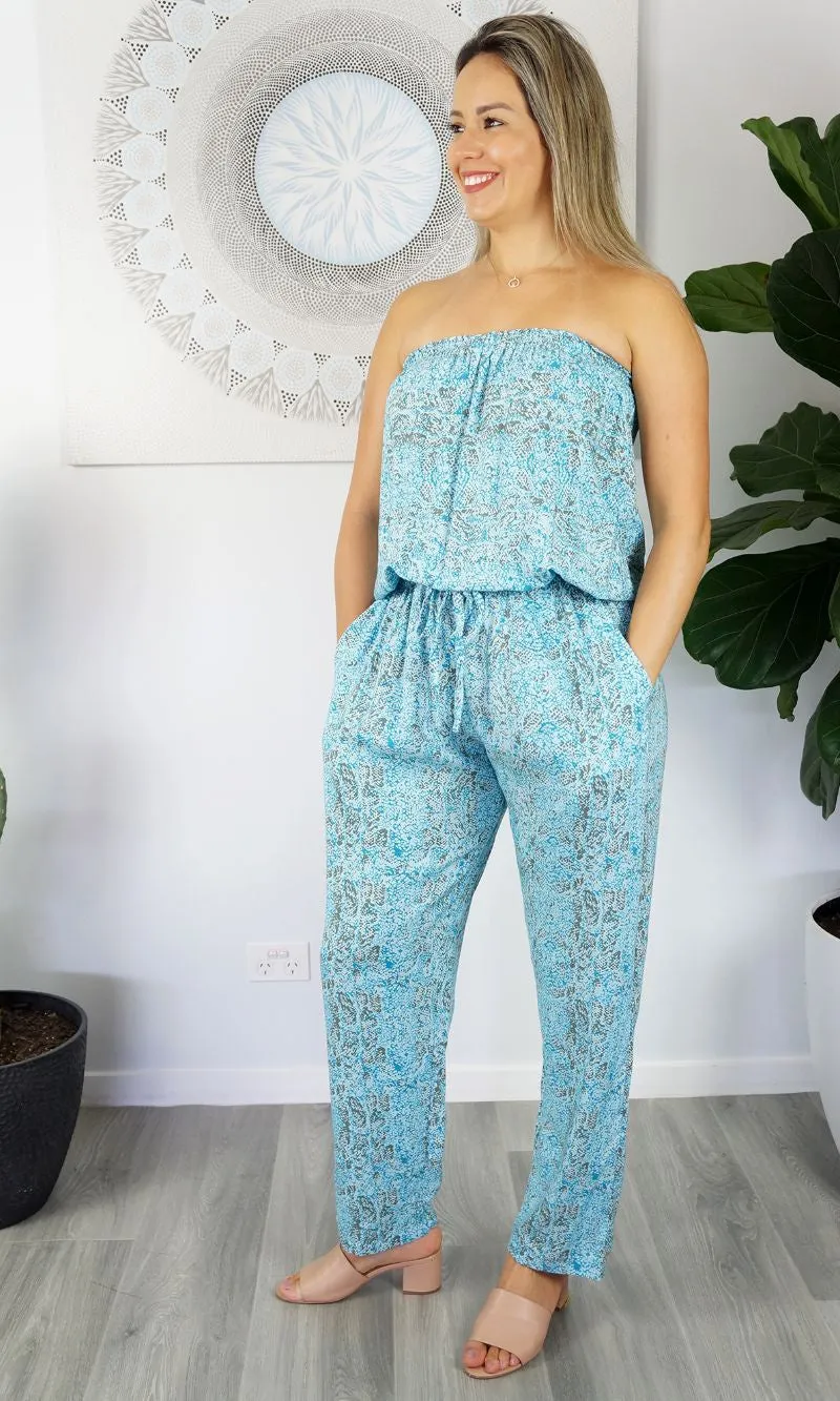 Rayon Jumpsuit Long Bandeau Cobra, More Colours