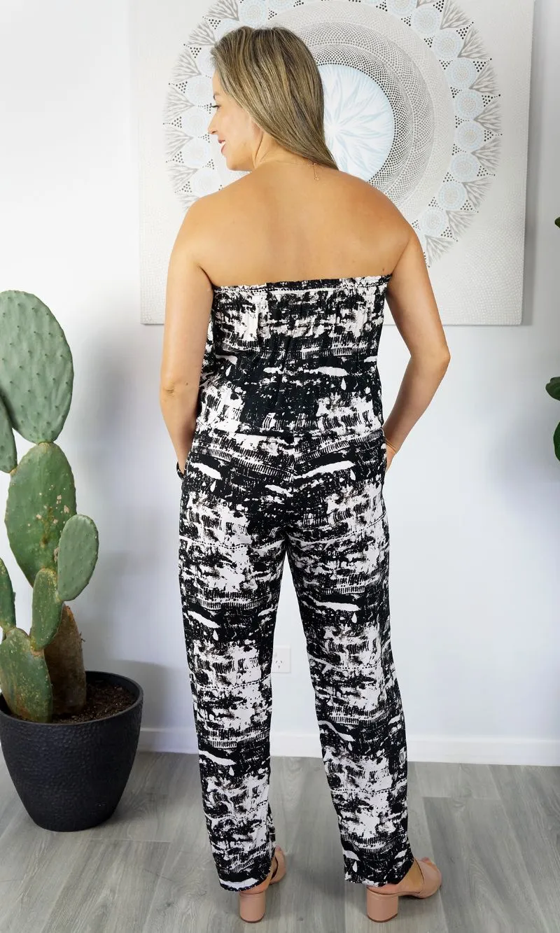 Rayon Jumpsuit Long Bandeau Coco Black