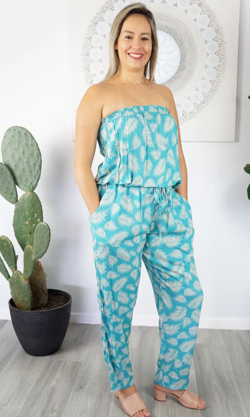 Rayon Jumpsuit Long Bandeau Fern, More Colours