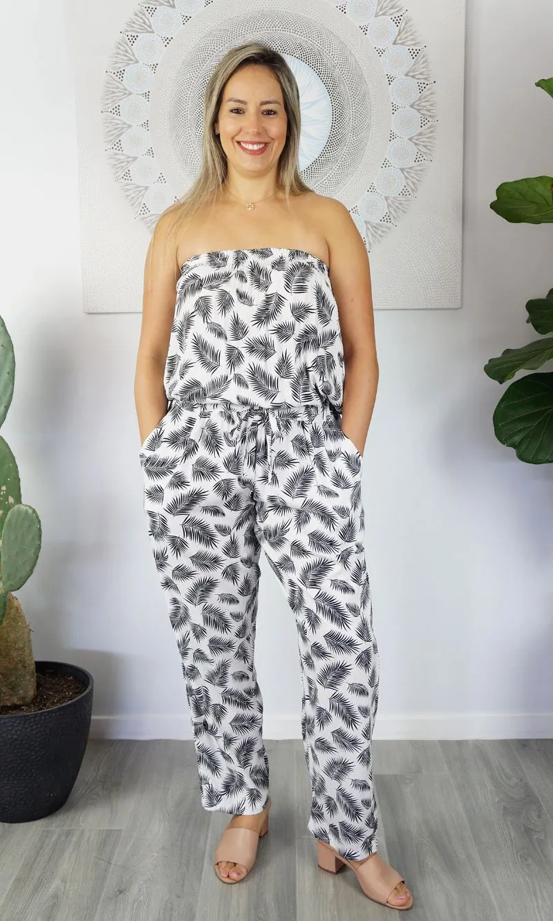 Rayon Jumpsuit Long Bandeau Fern, More Colours