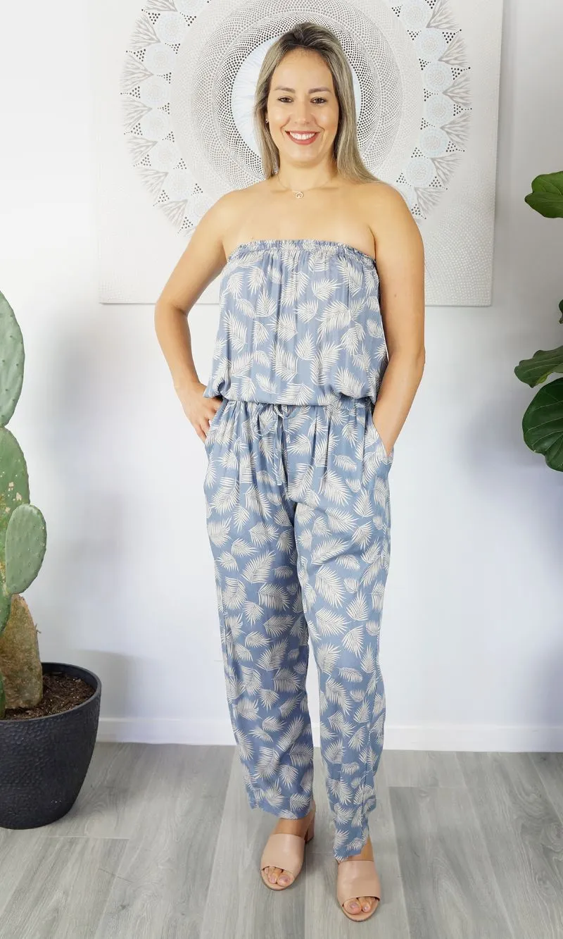 Rayon Jumpsuit Long Bandeau Fern, More Colours