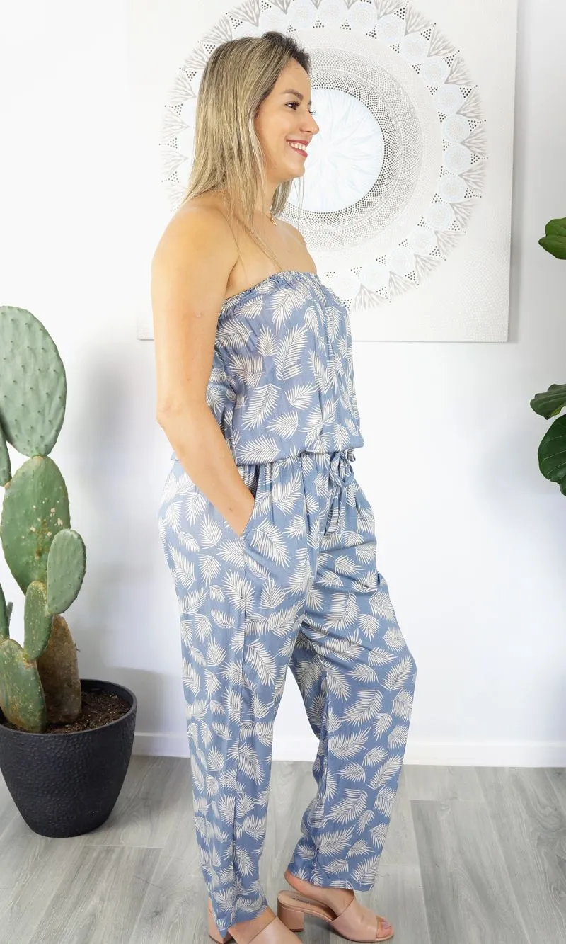 Rayon Jumpsuit Long Bandeau Fern, More Colours