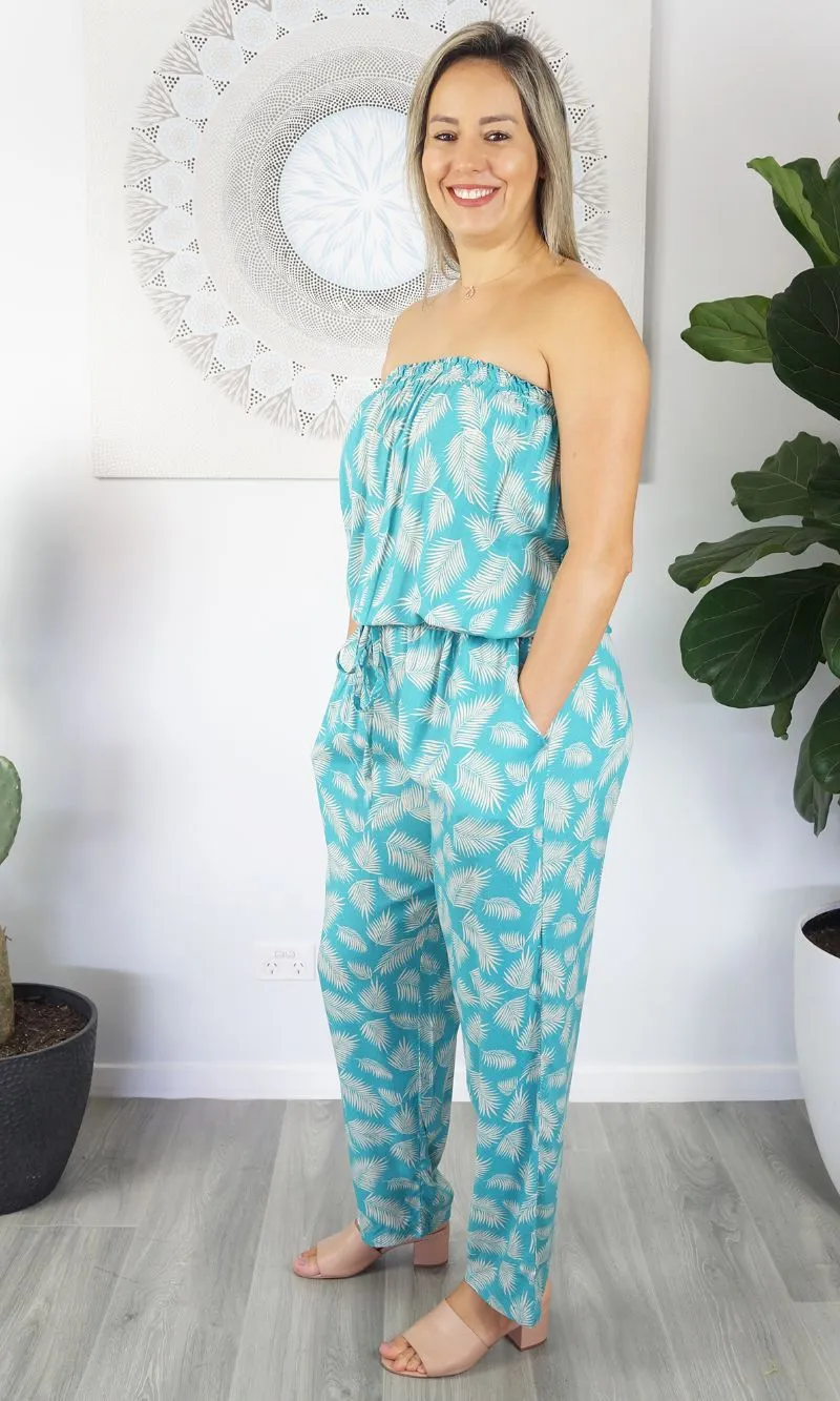 Rayon Jumpsuit Long Bandeau Fern, More Colours