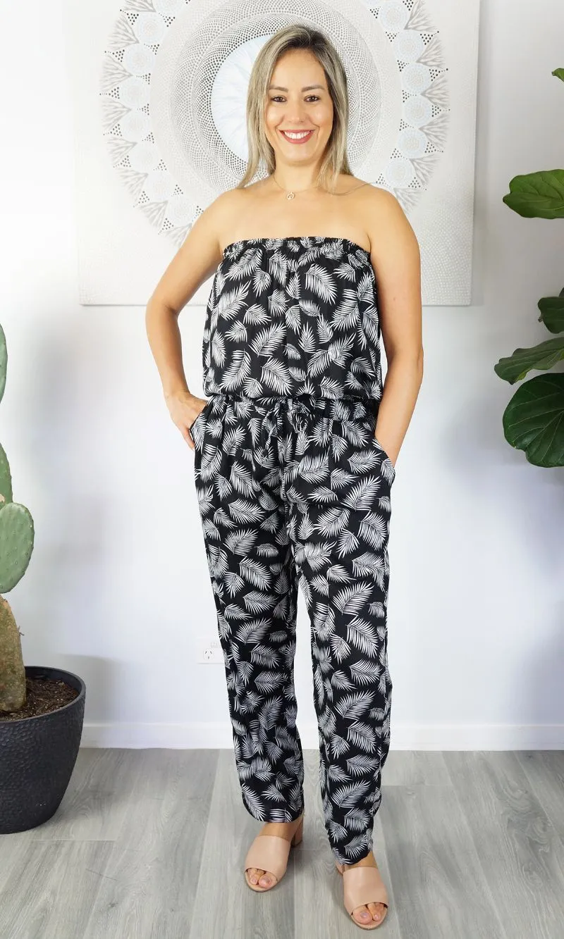 Rayon Jumpsuit Long Bandeau Fern, More Colours