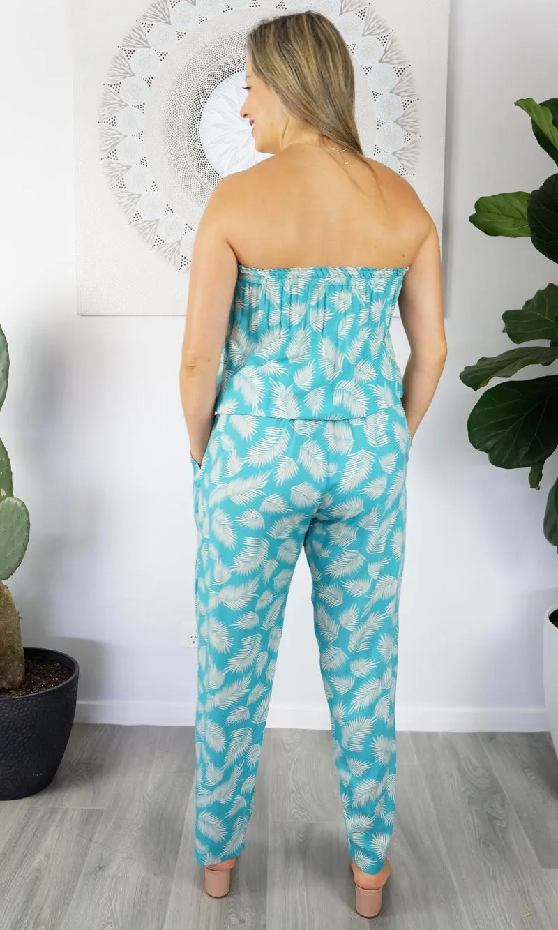 Rayon Jumpsuit Long Bandeau Fern, More Colours