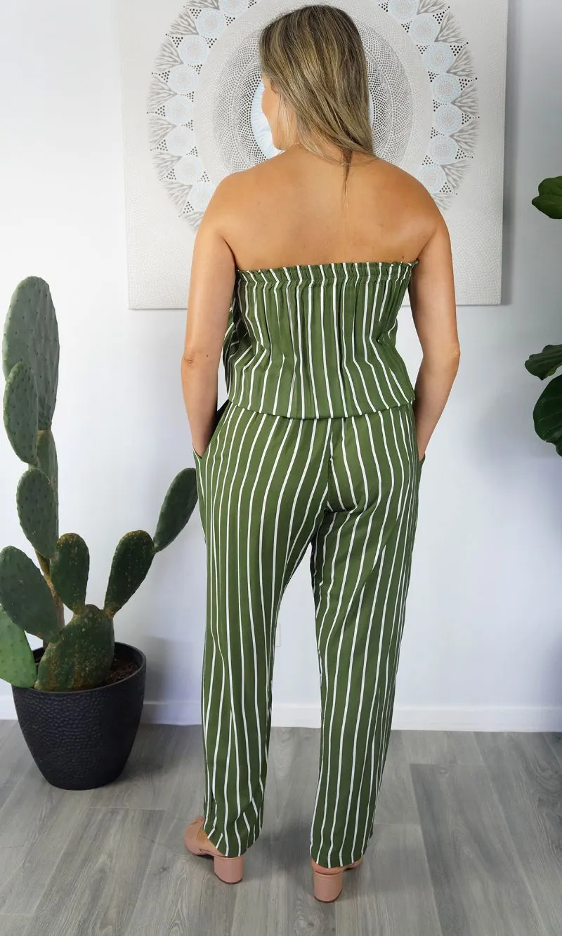 Rayon Jumpsuit Long Bandeau New Stripes, More Colours