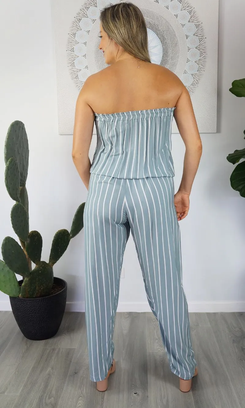 Rayon Jumpsuit Long Bandeau New Stripes, More Colours