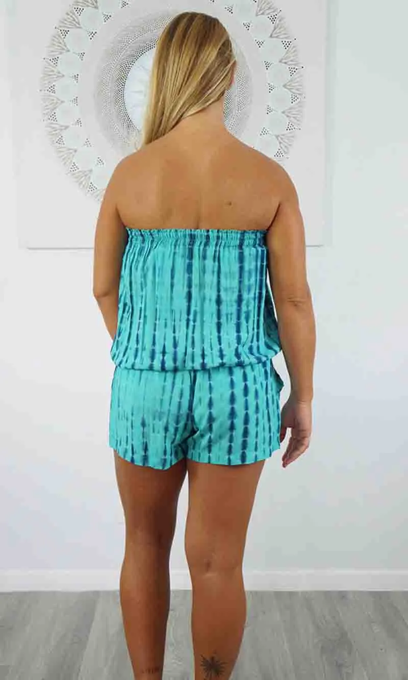 Rayon Jumpsuit Short Crackle Tie Dye, More Colours