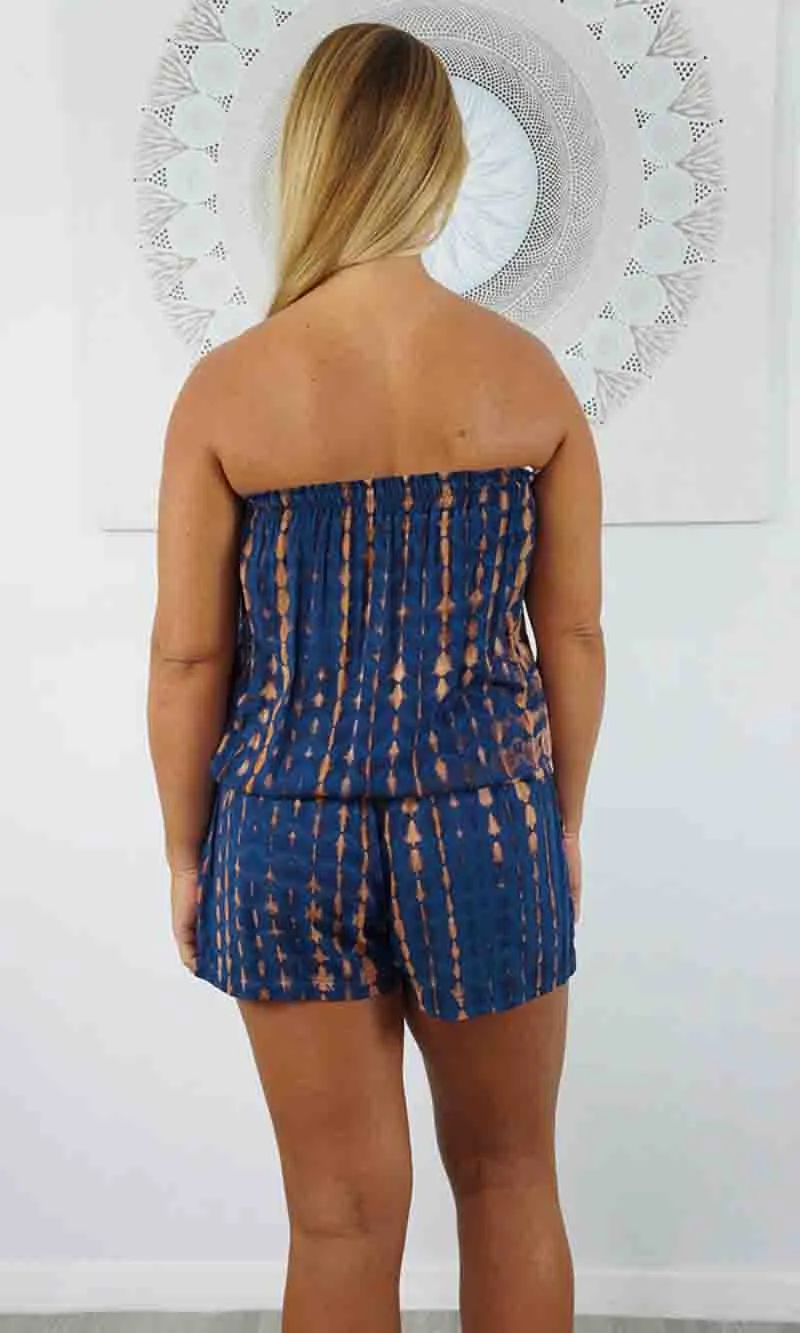 Rayon Jumpsuit Short Crackle Tie Dye, More Colours