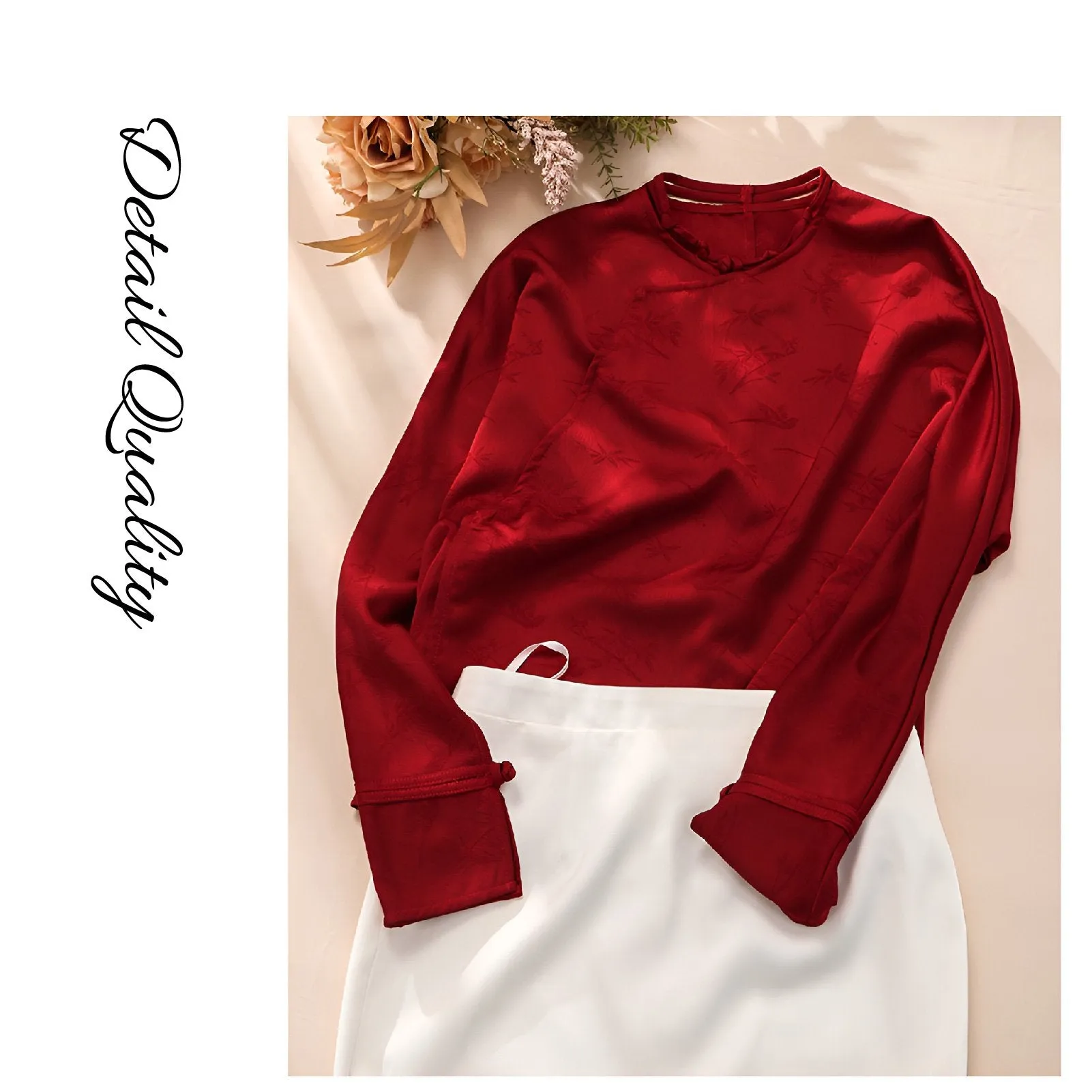 Red Blouse and White Skirt Modern Chinese Fashion Set