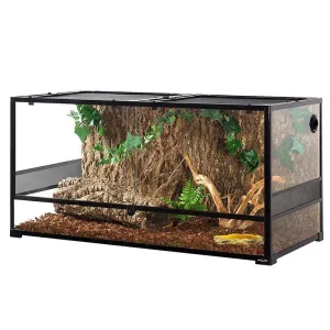 REPTIZOO 120 Gallon 48" x 24" x 24" Large Glass Reptile Terrarium, Tall & Wide Reptile Habitat Tank (Side Net Panel & Glass ) RK0239