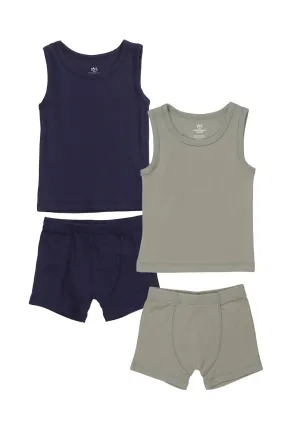 RIB JERSEY 2PACK TANK-TOP AND BOXERSHORTS - NAVY/ LT. GREY COMB. CORE