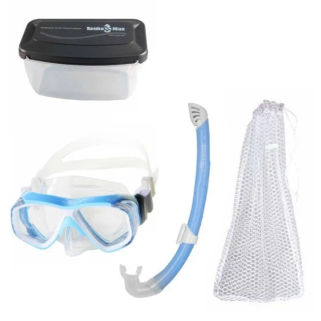 Scuba Max Kids MK-253 Dolphin Mask, FN-308 Dolphin, SK-229 Matrix Snorkel Combo