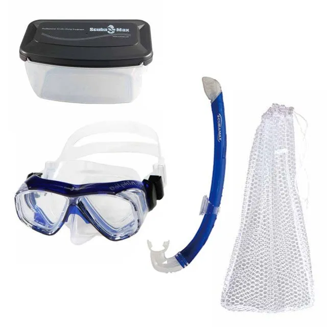 Scuba Max Kids MK-253 Dolphin Mask, FN-308 Dolphin, SK-229 Matrix Snorkel Combo