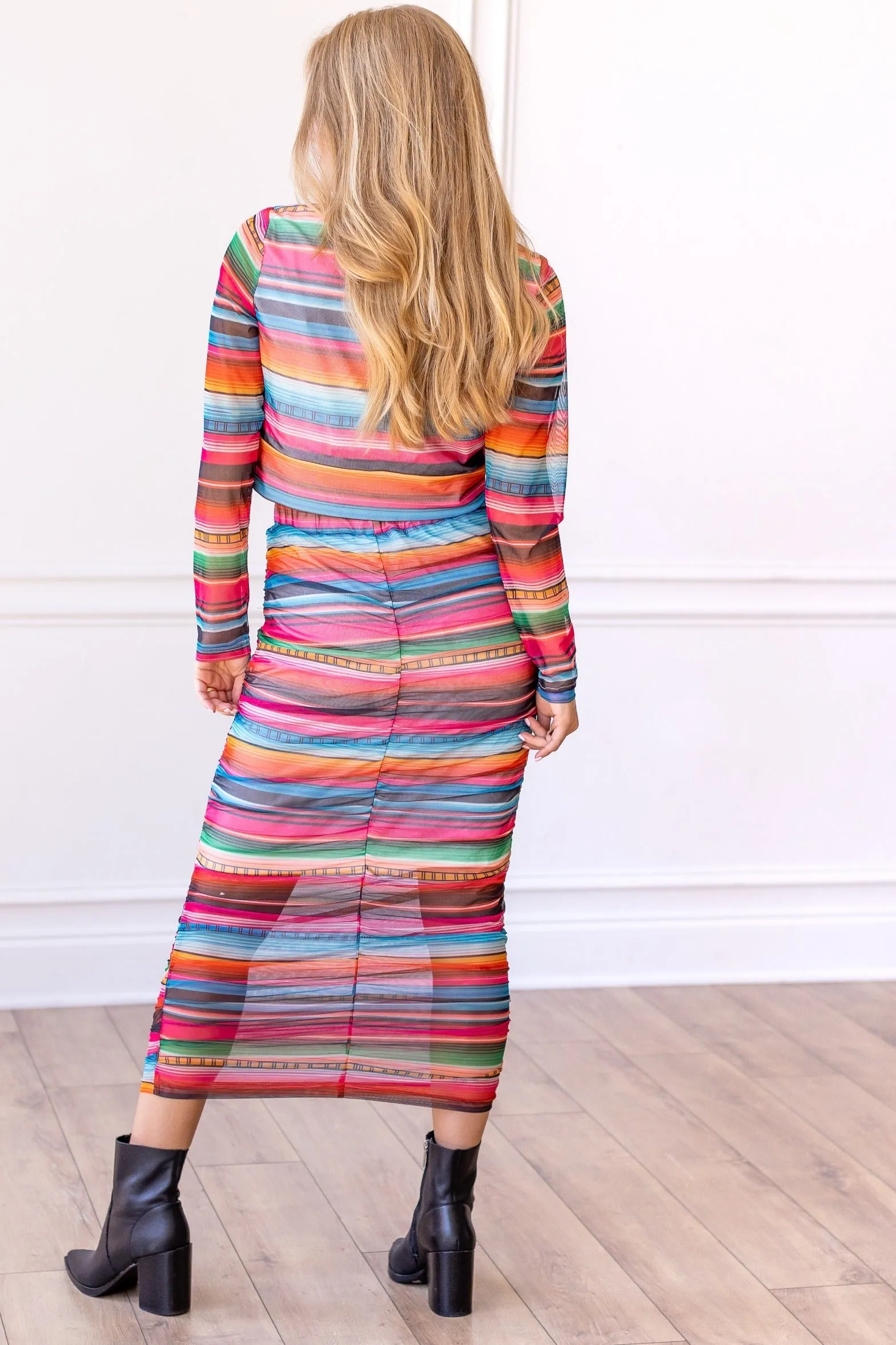 Serape Mesh Midi Skirt