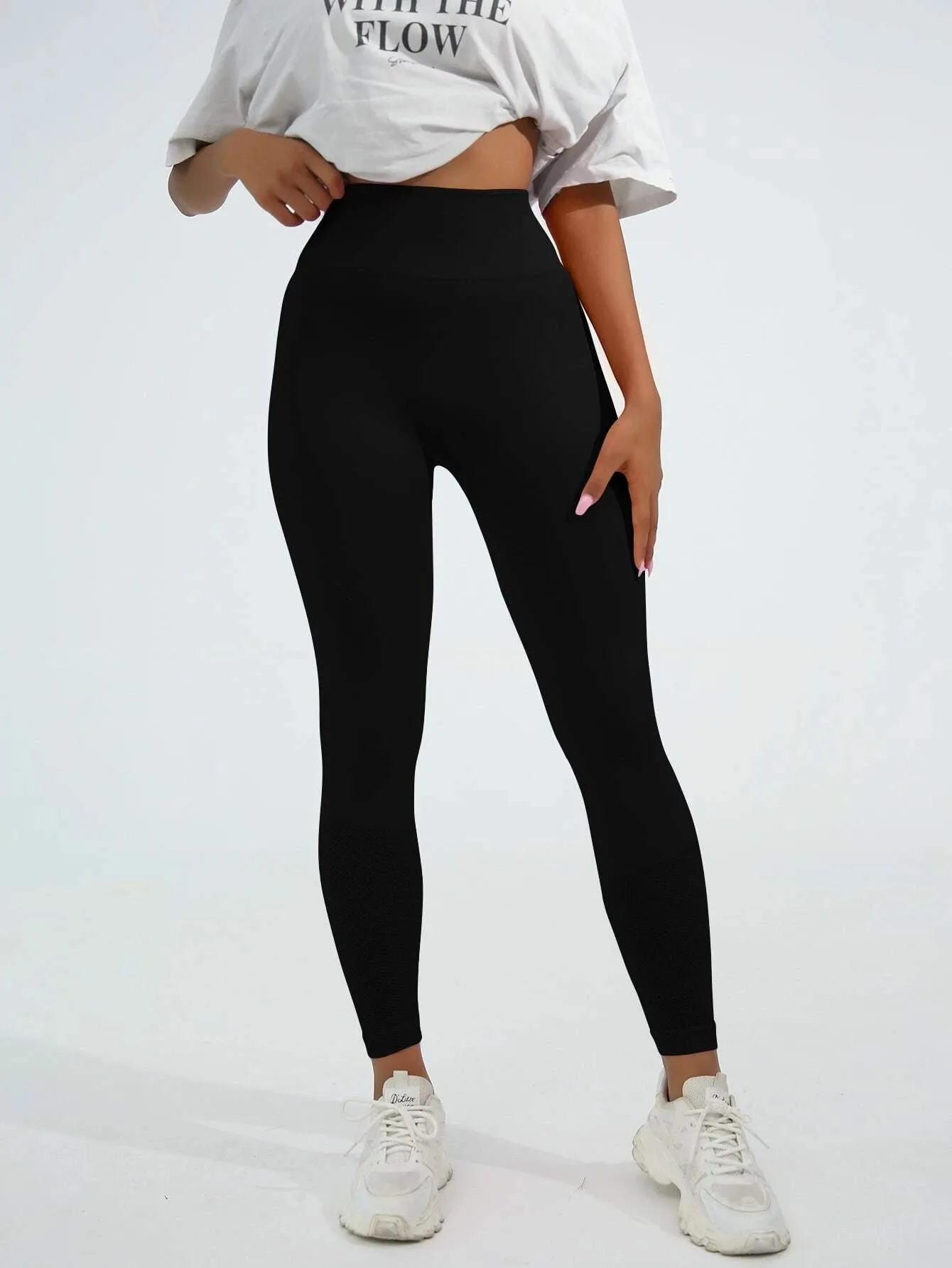 SHEIN Solid Tummy Control Sports Leggings