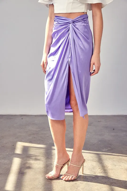 SIDE GATHERED SLIT SKIRT