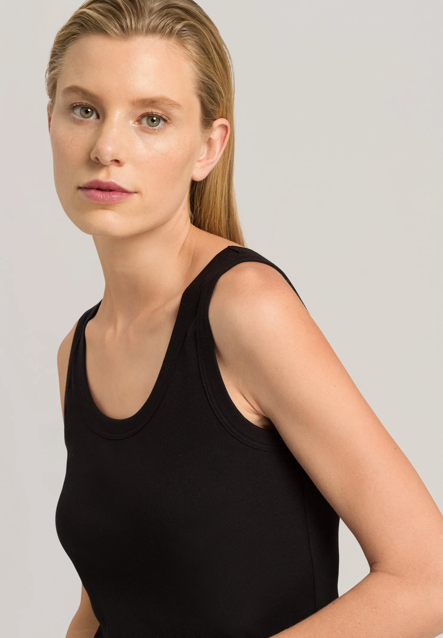 Sleep And Lounge Ribbed Cotton Tank Top | Black 74841-019