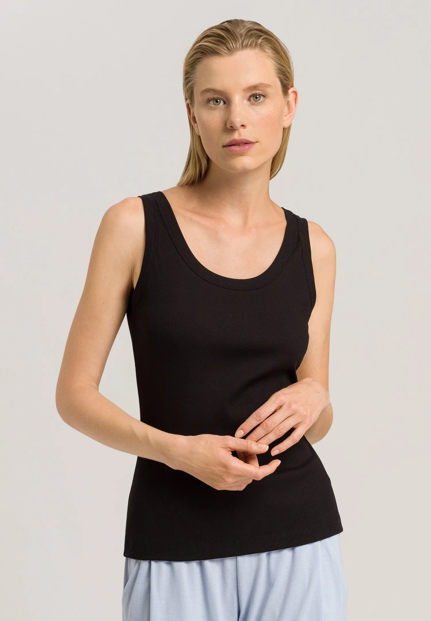 Sleep And Lounge Ribbed Cotton Tank Top | Black 74841-019