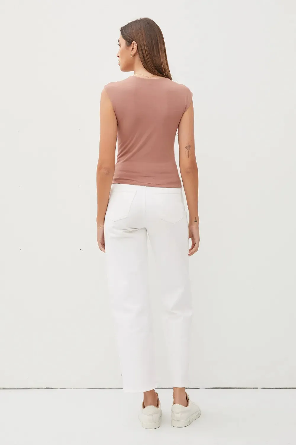 Square Neck Cap Sleeve Tank