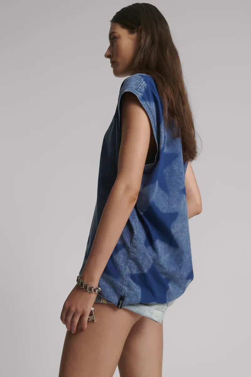 Star Dust Oversized Tank in Blue