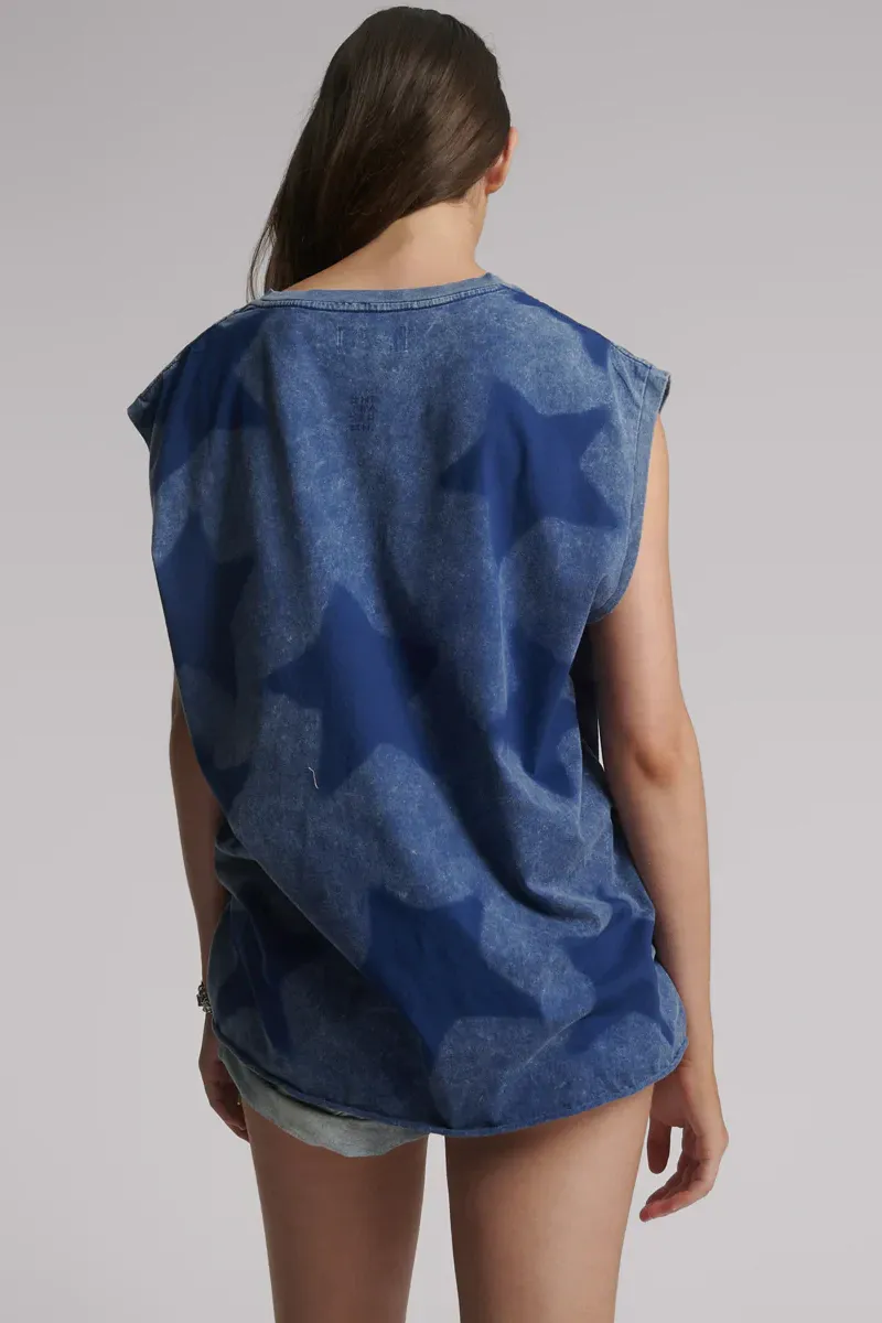 Star Dust Oversized Tank in Blue