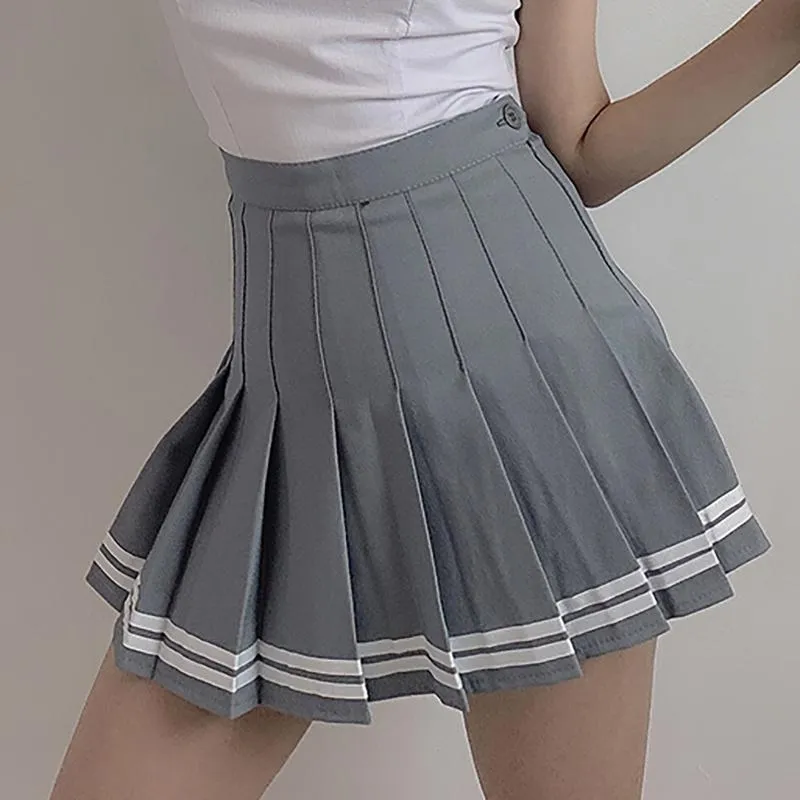 Summer Double Striped Pleated Skirt SD01971