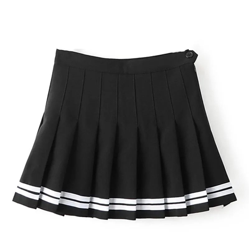 Summer Double Striped Pleated Skirt SD01971