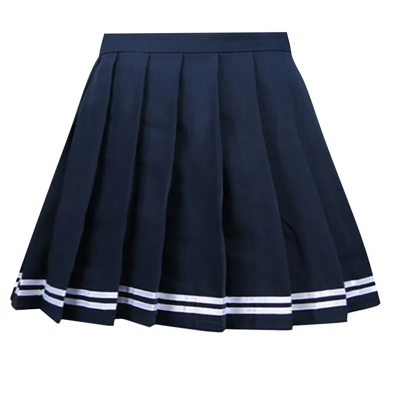 Summer Double Striped Pleated Skirt SD01971