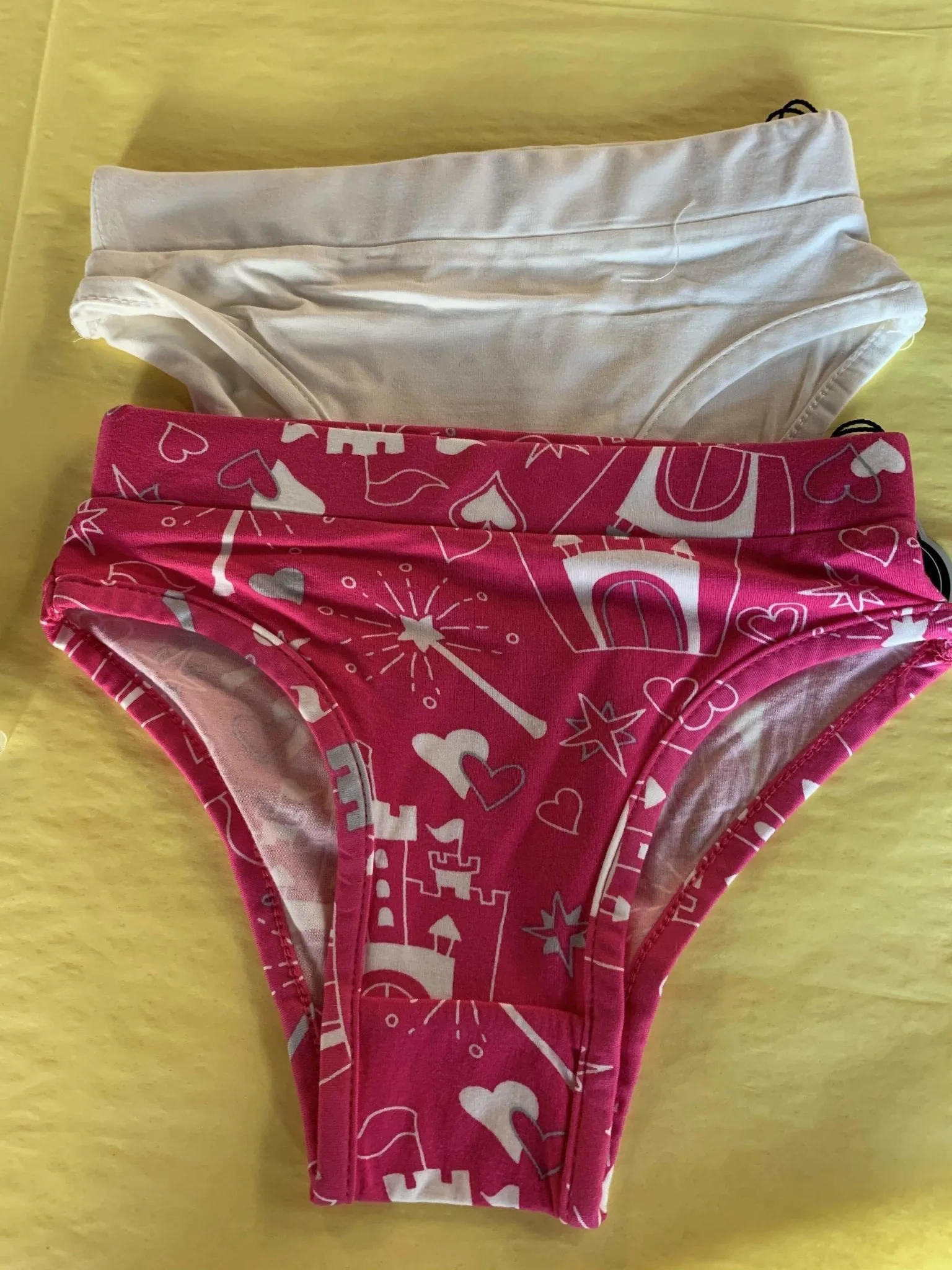 Sweet Bamboo 2 Piece Underwear In Pink Castle and Solid White Pattern